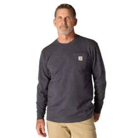 T-shirt à manches longues et poche pour homme Dearborn, coupe ample et tissu épais