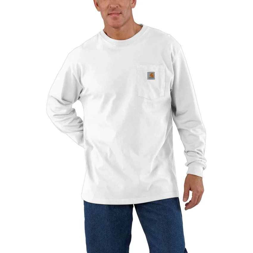 T-shirt à manches longues et poche pour homme Dearborn, coupe ample et tissu épais