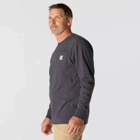 T-shirt à manches longues et poche pour homme Dearborn, coupe ample et tissu épais