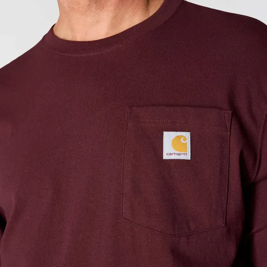 T-shirt à manches longues et poche pour homme Dearborn, coupe ample et tissu épais