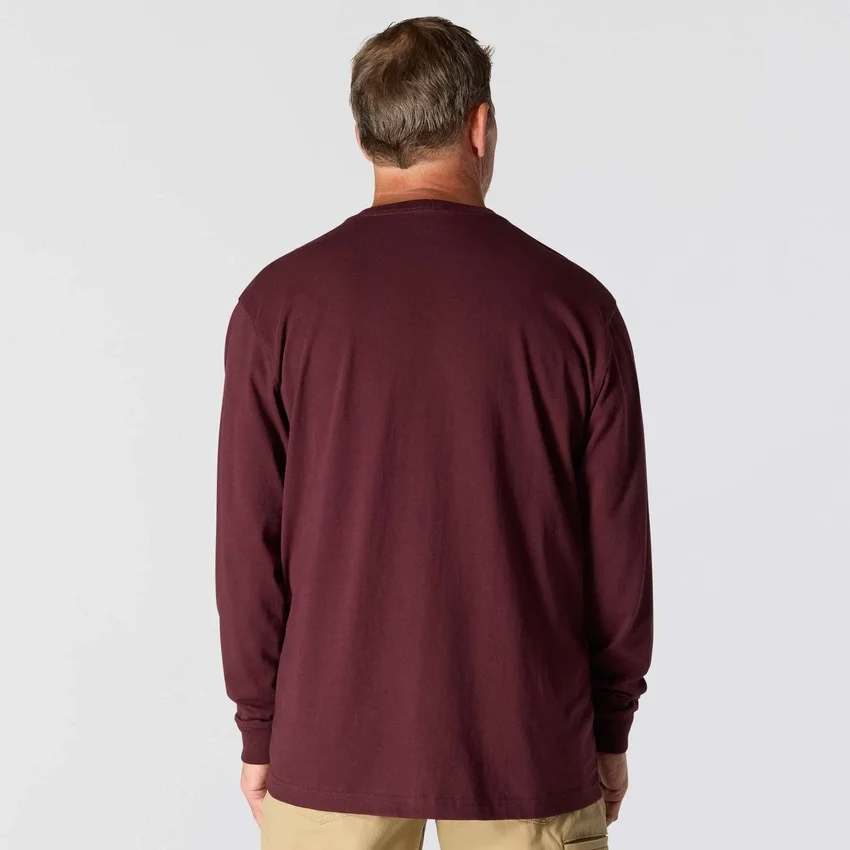 T-shirt à manches longues et poche pour homme Dearborn, coupe ample et tissu épais