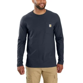 T-shirt à manches longues pour homme Force, évacuant l'humidité et doté d'une poche