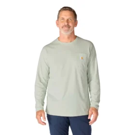 T-shirt à manches longues pour homme Force, évacuant l'humidité et doté d'une poche