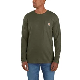T-shirt à manches longues pour homme Force, évacuant l'humidité et doté d'une poche
