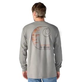T-shirt à manchettes longues Force Irvine Fr pour homme avec motif « Flames » - Chemises ignifugées