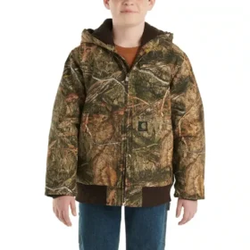 Veste camouflage à capuche isolée en toile à fermeture éclair pour garçon (Enfant/Jeune)