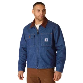 Veste de travail en denim doublée de sherpa de la série Crafted pour homme