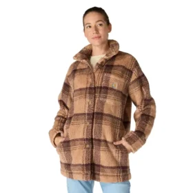 Veste polaire à carreaux coupe ample pour femme