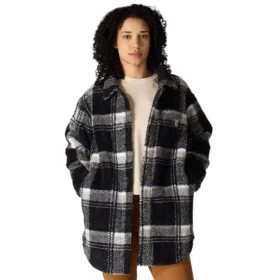 Veste polaire à carreaux coupe ample pour femme