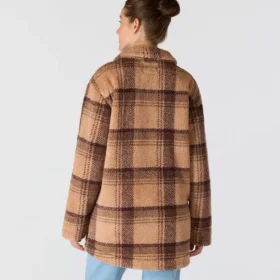 Veste polaire à carreaux coupe ample pour femme