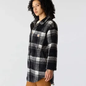 Veste polaire à carreaux coupe ample pour femme